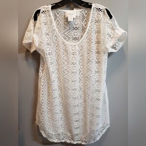 Sand & Spirit NWT White Cold Shoulder Beach Cover-up, Medium